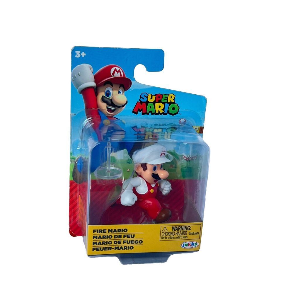 NEW Jakks 41584 World of Nintendo 2.5" Super Mario FIRE MARIO Mini-Figure
